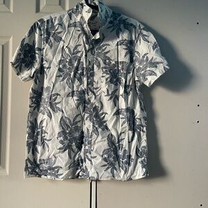 Men, Large, Button down, white & blue, American Eagle.